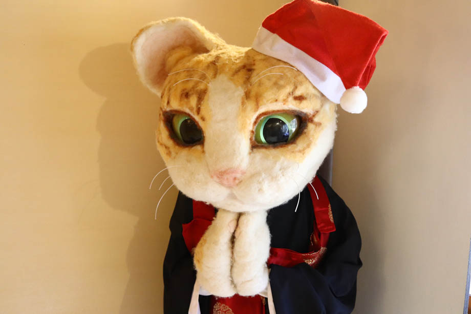 猫猫寺の猫の巨大ぬいぐるみ